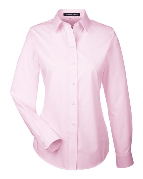 Load image into Gallery viewer, Devon & Jones DG534W Women's Crown Collection® Striped Woven Dress Shirt - Pink/ White