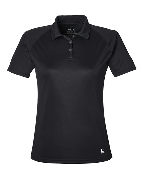 Load image into Gallery viewer, HUK H612L03 Women’s LoPro Solid Performance Polo - Black
