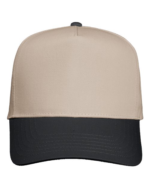 Load image into Gallery viewer, Valucap 8869 Five-Panel Twill Cap - Khaki/ Black