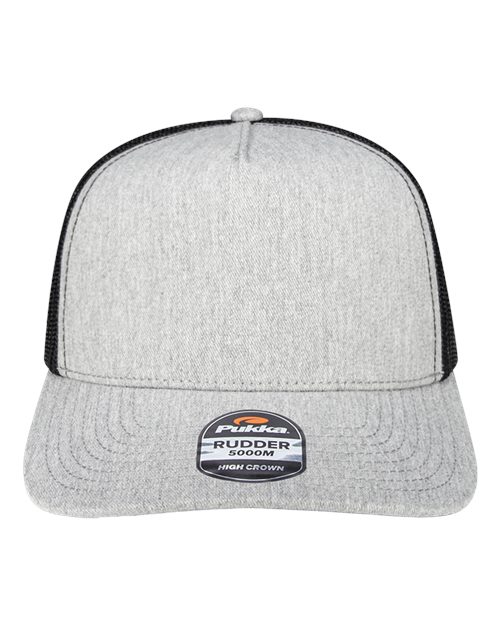 Load image into Gallery viewer, Pukka 5000M Rudder Five-Panel Cap - Grey Heather/ Black