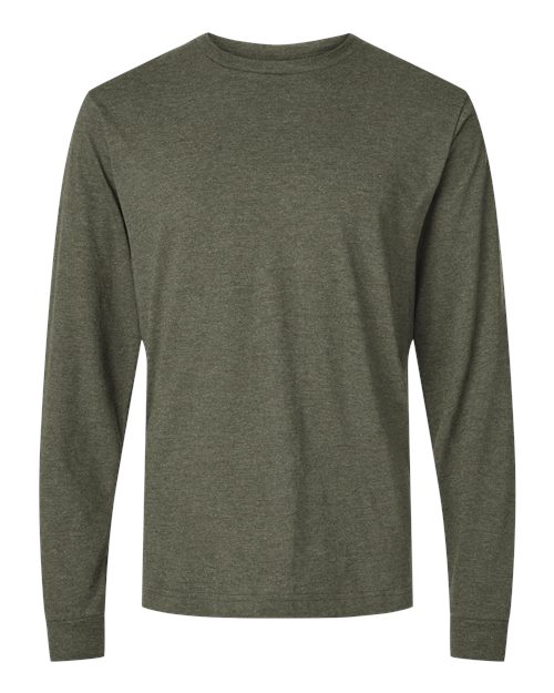 Load image into Gallery viewer, Unisex Fine Jersey Long Sleeve T-Shirt - Heather Military Green