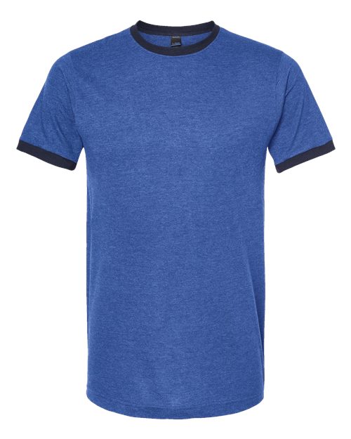 Load image into Gallery viewer, Unisex Fine Jersey Ringer T-Shirt - Heather Royal/ Navy