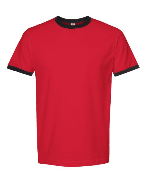 Load image into Gallery viewer, Unisex Fine Jersey Ringer T-Shirt - Red/ Black