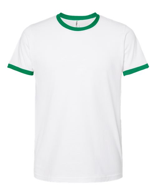 Load image into Gallery viewer, Unisex Fine Jersey Ringer T-Shirt - White/ Kelly