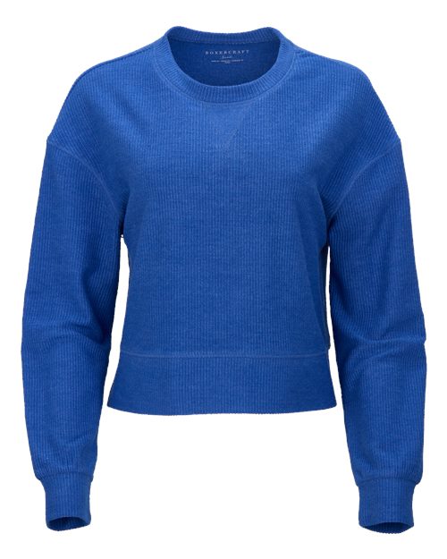Load image into Gallery viewer, Boxercraft BW5102 Women's Rib Knit Corded Boxy Crewneck Sweatshirt - Electric Royal