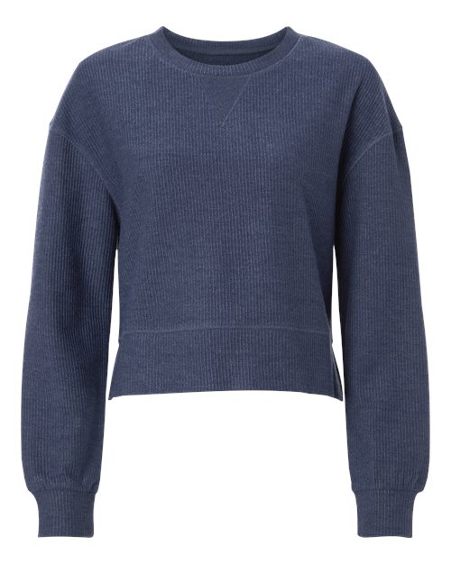 Load image into Gallery viewer, Boxercraft BW5102 Women's Rib Knit Corded Boxy Crewneck Sweatshirt - Navy