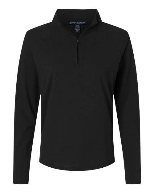 Load image into Gallery viewer, Devon & Jones DG402W Women's Seaton Pebble Textured Quarter-Zip Pullover - Black