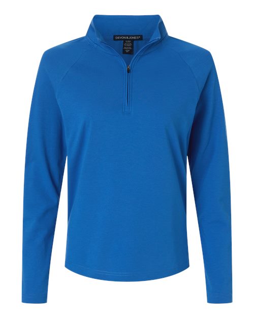 Load image into Gallery viewer, Devon & Jones DG402W Women's Seaton Pebble Textured Quarter-Zip Pullover - French Blue