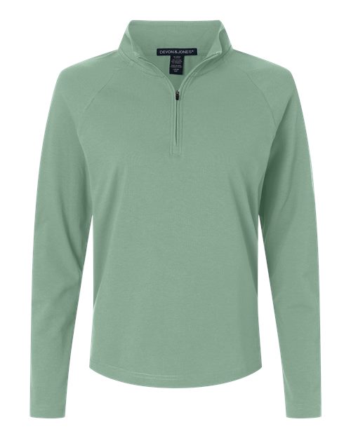 Load image into Gallery viewer, Devon & Jones DG402W Women's Seaton Pebble Textured Quarter-Zip Pullover - Balsam Green