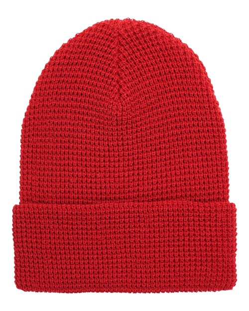 Load image into Gallery viewer, YP Classics 2501KC Waffle Cuffed Knit Beanie - Red