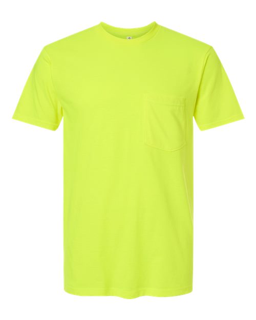 Load image into Gallery viewer, Unisex Heavyweight Jersey Pocket T-Shirt - Safety Green