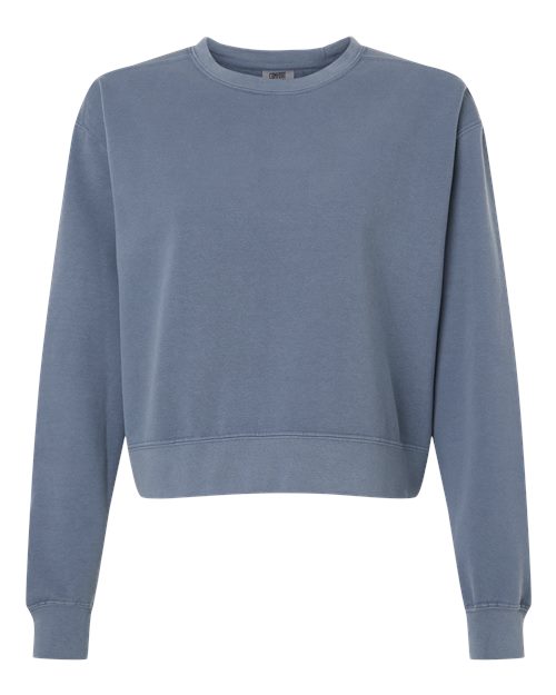 Load image into Gallery viewer, Women's Garment-Dyed Mid-Length Crewneck Sweatshirt - Blue Jean