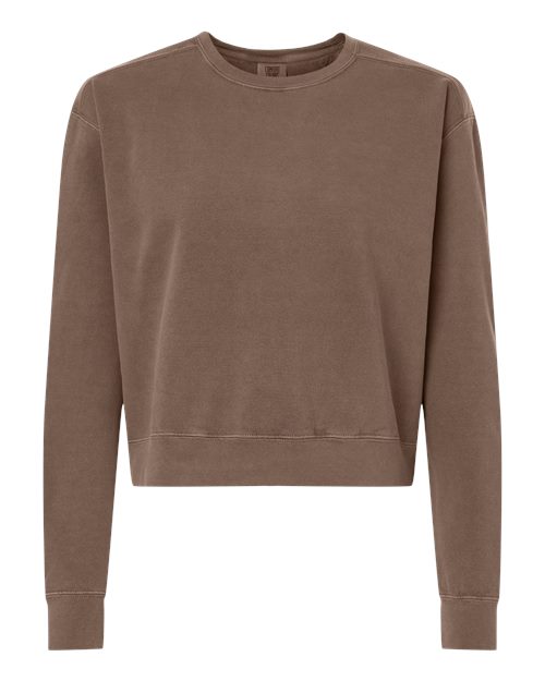 Load image into Gallery viewer, Women's Garment-Dyed Mid-Length Crewneck Sweatshirt - Espresso