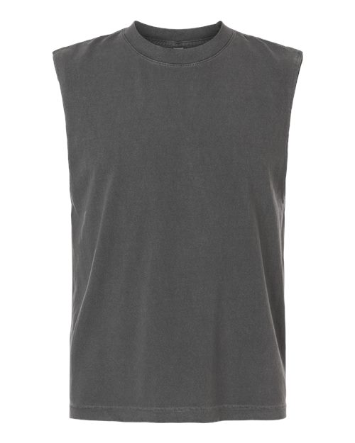Load image into Gallery viewer, Unisex Heavyweight Cotton Garment-Dyed Mid-Length Muscle Tee - Faded Black