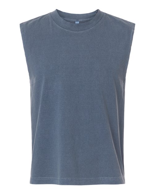 Load image into Gallery viewer, Unisex Heavyweight Cotton Garment-Dyed Mid-Length Muscle Tee - Faded Navy