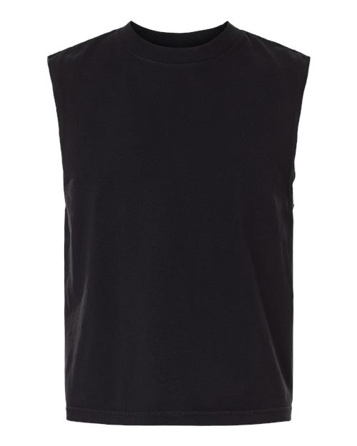 Load image into Gallery viewer, Unisex Heavyweight Cotton Garment-Dyed Mid-Length Muscle Tee - True Black