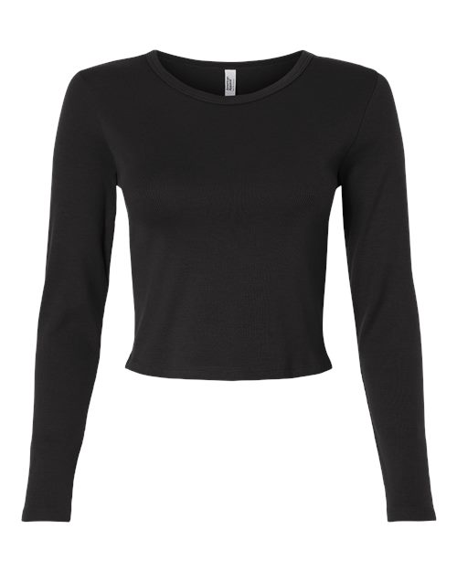 Load image into Gallery viewer, Women's Baby Rib Long Sleeve Cropped Tee - Black