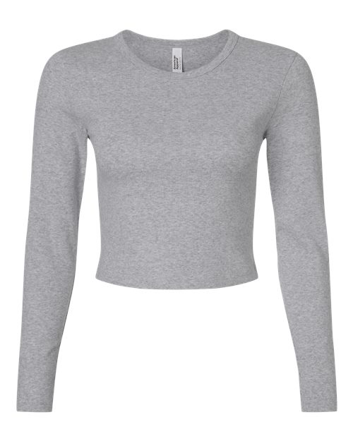 Load image into Gallery viewer, Women's Baby Rib Long Sleeve Cropped Tee - Heather Grey