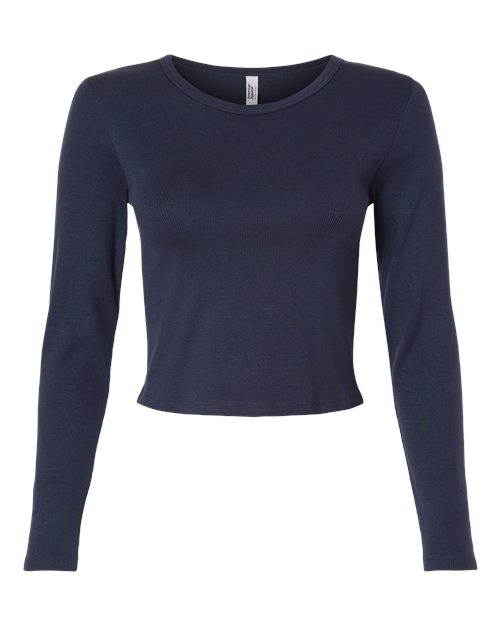 Load image into Gallery viewer, Women's Baby Rib Long Sleeve Cropped Tee - Navy