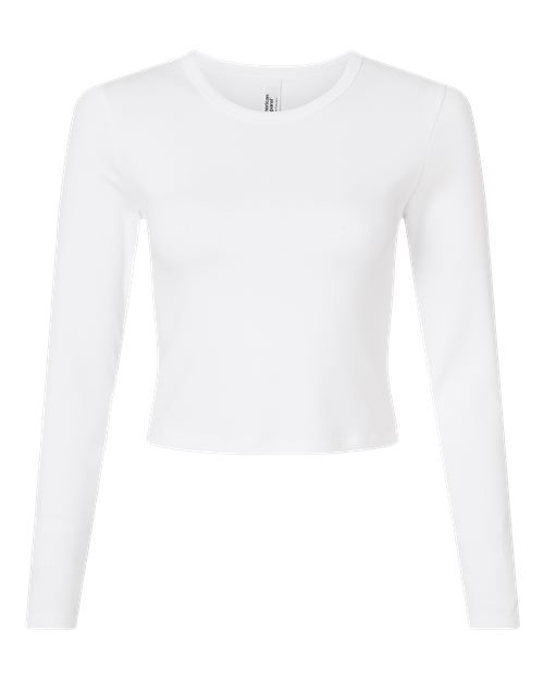 Load image into Gallery viewer, Women's Baby Rib Long Sleeve Cropped Tee - White
