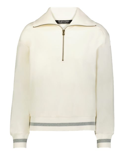 Load image into Gallery viewer, Holloway 223782 Women's Heritage Prep Quarter-Zip Pullover - Vanilla/ Athletic Heather