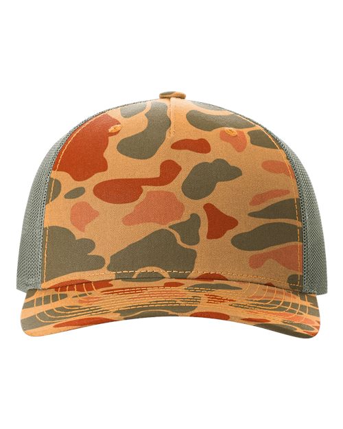 Load image into Gallery viewer, Richardson 112PFP Printed Five-Panel Trucker Cap - Sienna Duck Camo/ Loden Green