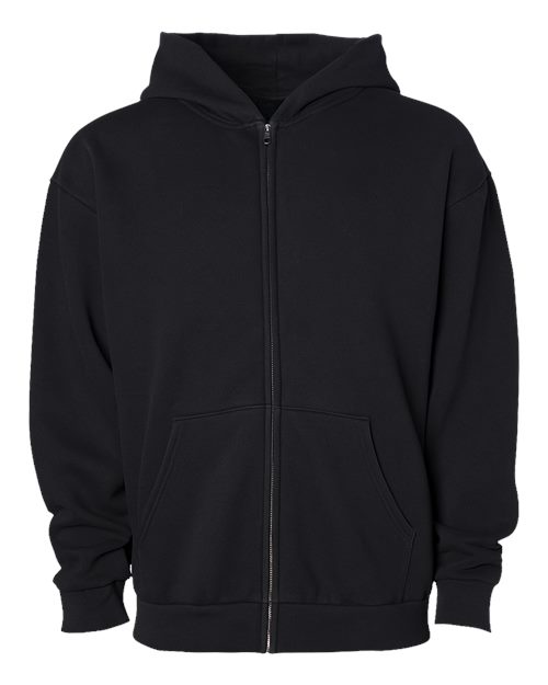 Load image into Gallery viewer, Unisex Avenue Midweight Full-Zip Hooded Sweatshirt - Black