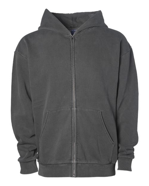 Load image into Gallery viewer, Unisex Mainstreet Heavyweight Full-Zip Hooded Sweatshirt - Pigment Black