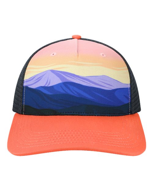 Load image into Gallery viewer, LOCALE 5PTKR Printed Five-Panel Trucker Cap - Trail Magic/ Grey