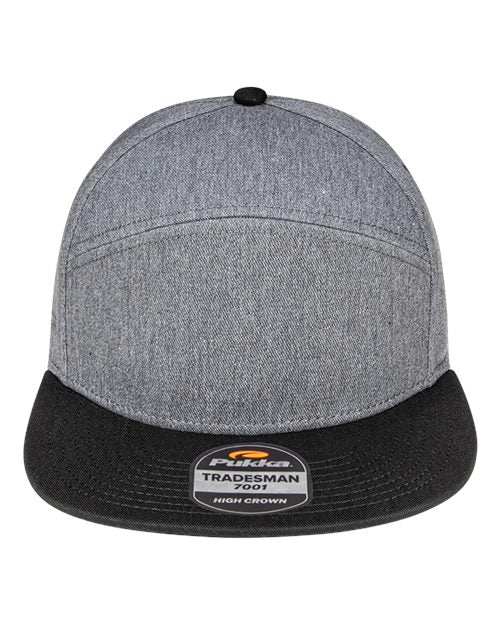 Load image into Gallery viewer, Pukka 7001P Tradesman Hybrid Six-Panel Cap - Dark Grey Heather/ Black