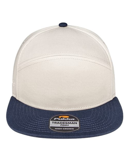 Load image into Gallery viewer, Pukka 7001P Tradesman Hybrid Six-Panel Cap - Stone/ Navy