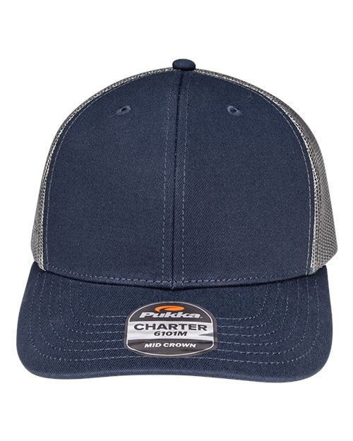Load image into Gallery viewer, Pukka 6101M Charter Six-Panel Cap - Navy/ Charcoal