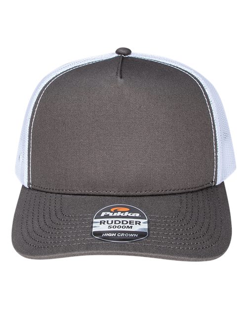 Load image into Gallery viewer, Pukka 5000M Rudder Five-Panel Cap - Charcoal/ White