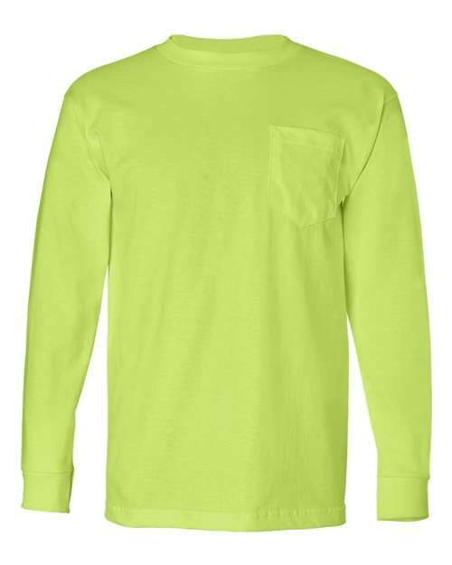 Load image into Gallery viewer, Unisex USA-Made Long Sleeve Pocket T-Shirt - Lime Green