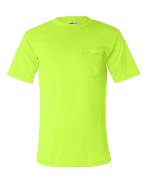 Load image into Gallery viewer, Unisex USA-Made 50/50 Pocket T-Shirt - Safety Green