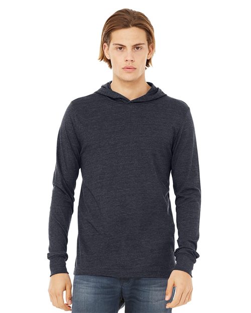 Load image into Gallery viewer, Unisex Jersey Hooded Long Sleeve Tee — blank t-shirt for DTF printing