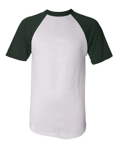Load image into Gallery viewer, Augusta Sportswear 423 Unisex Raglan Baseball Jersey - White/ Dark Green