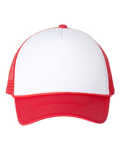 Load image into Gallery viewer, Valucap VC700 Foam Mesh-Back Trucker Cap - White/ Red