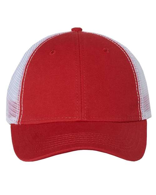 Load image into Gallery viewer, Valucap AH80 Bio-Washed Trucker Cap - Red/ White