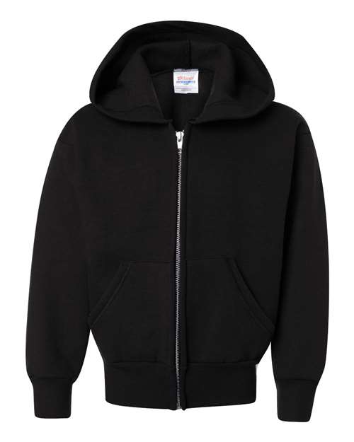 Load image into Gallery viewer, Youth EcoSmart® Full-Zip Hooded Sweatshirt - Black