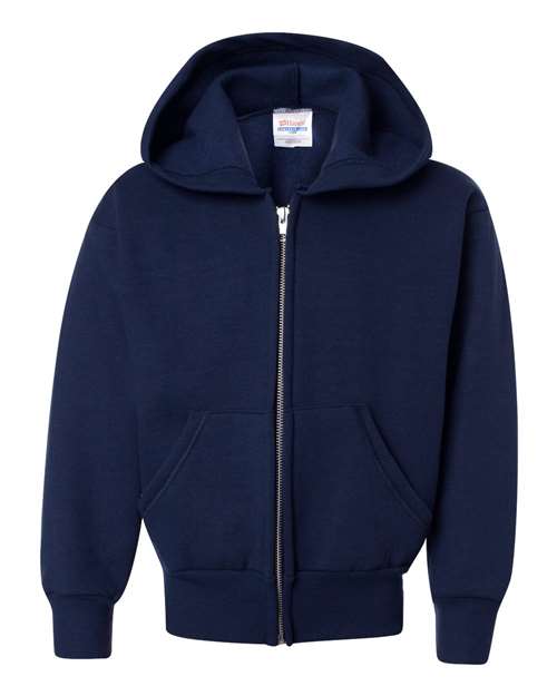 Load image into Gallery viewer, Youth EcoSmart® Full-Zip Hooded Sweatshirt - Navy