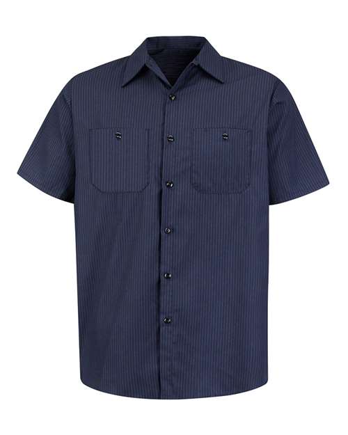 Load image into Gallery viewer, Red Kap SP24 Men's Industrial Short Sleeve Work Shirt - NL-Navy/ Light Blue