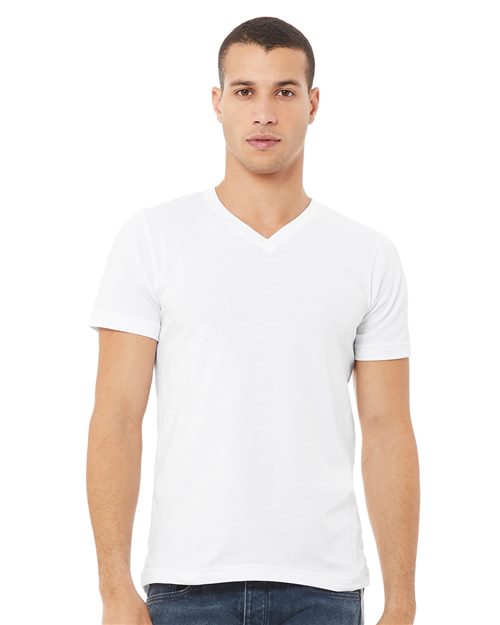Load image into Gallery viewer, Unisex Jersey V-Neck Tee — blank t-shirt for DTF printing