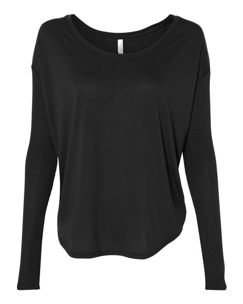 Load image into Gallery viewer, Women’s Flowy 2x1 Ribbed Long Sleeve Tee — blank t-shirt for DTF printing