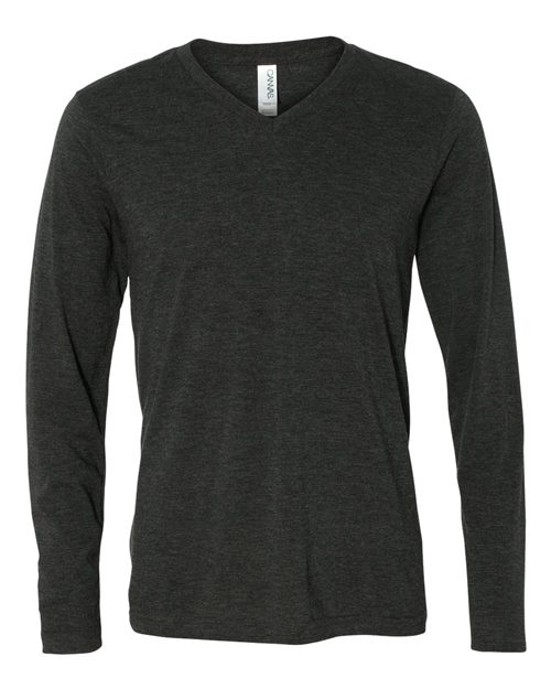 Load image into Gallery viewer, Unisex Long Sleeve V-Neck Tee — blank t-shirt for DTF printing