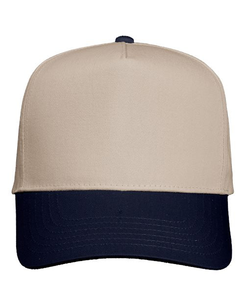 Load image into Gallery viewer, Valucap 8869 Five-Panel Twill Cap - Khaki/ Navy