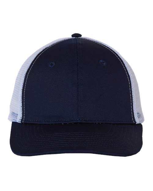 Load image into Gallery viewer, Valucap VC400 Mesh-Back Twill Trucker Cap - Navy/ White