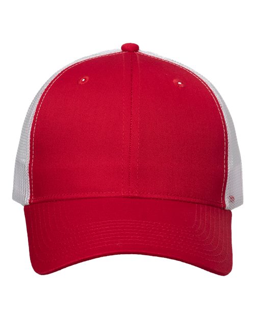 Load image into Gallery viewer, Valucap VC400 Mesh-Back Twill Trucker Cap - Red/ White