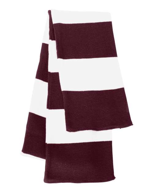 Load image into Gallery viewer, Sportsman SP02 Rugby-Striped Knit Scarf - Maroon/ White