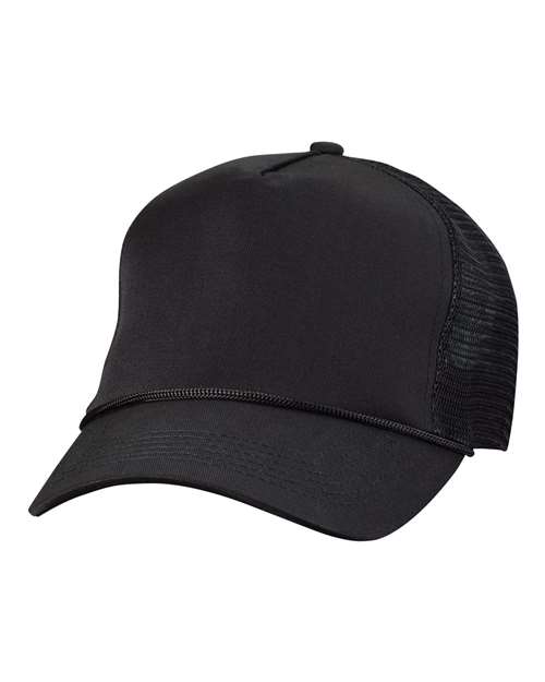 Load image into Gallery viewer, Valucap 8804H Five-Panel Trucker Cap - Black